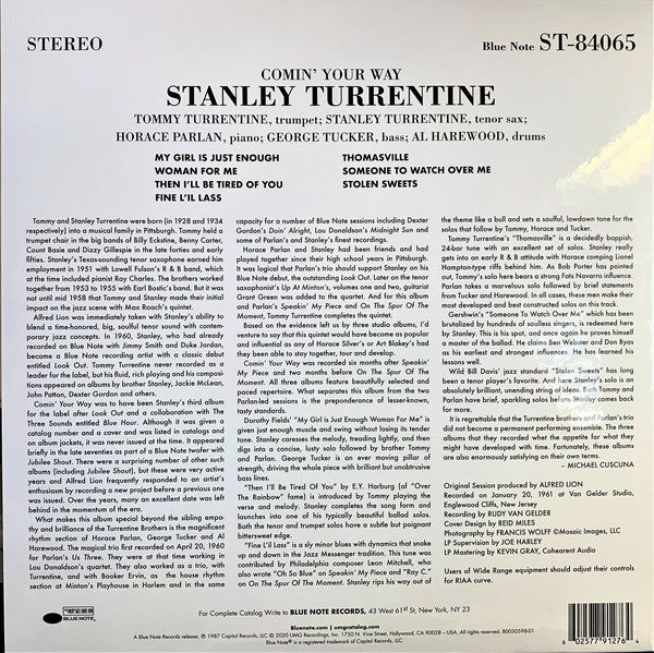 Stanley Turrentine : Comin' Your Way (LP, Album, RE, 180)