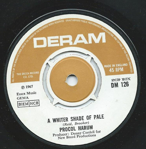 Procol Harum : A Whiter Shade Of Pale (7")