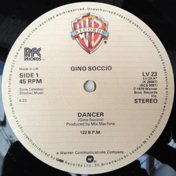 Gino Soccio : Dancer (12", Single, Ltd)