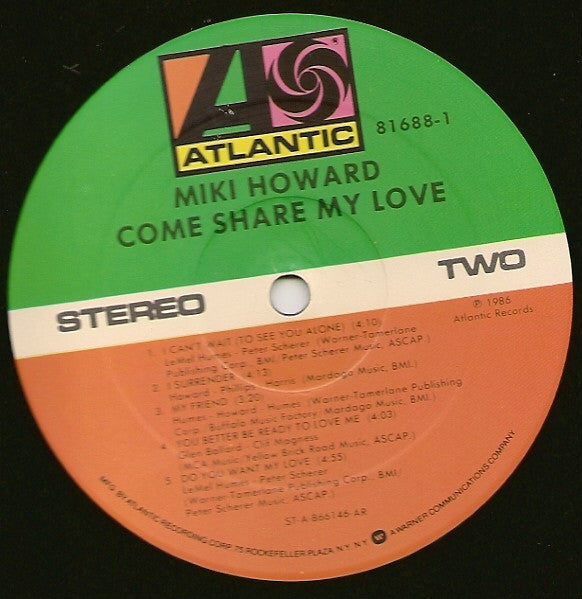 Miki Howard : Come Share My Love (LP, Album, AR)