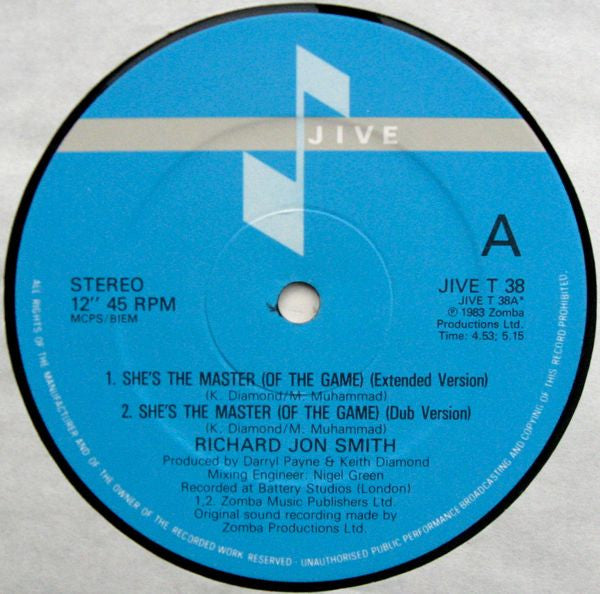 Richard Jon Smith : She's The Master (Of The Game) (Extended Version) (12")