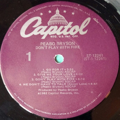 Peabo Bryson : Don't Play With Fire (LP, Album, Jac)