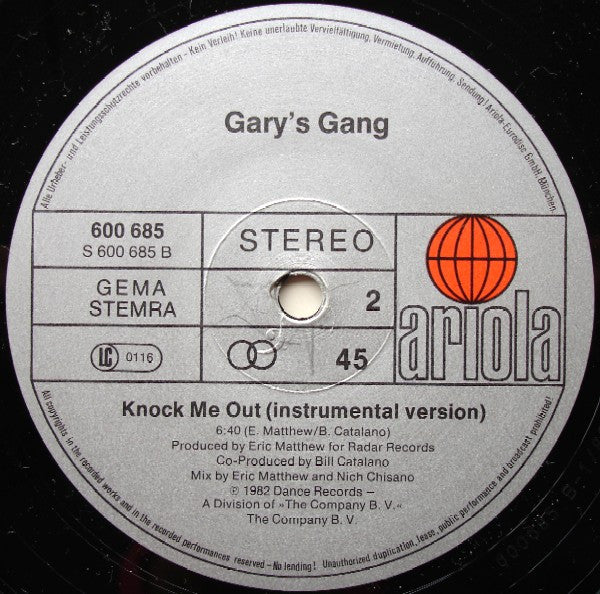 Gary's Gang : Knock Me Out (12", Maxi)