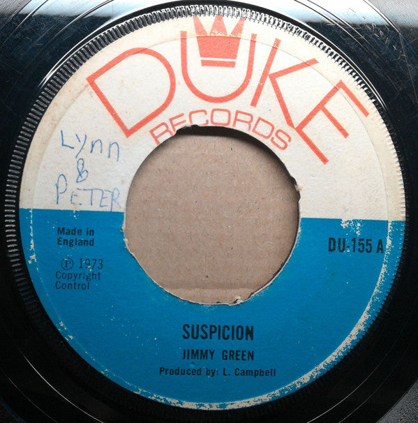 Jimmy Green / Brother Lloyd's All Stars : Suspicion (7", Single, 4-p)