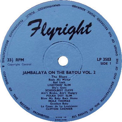 Various : Jambalaya On The Bayou Vol 2 The Blues (LP, Comp)