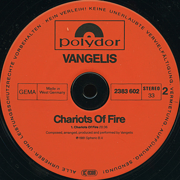 Vangelis : Chariots Of Fire (LP, Album)