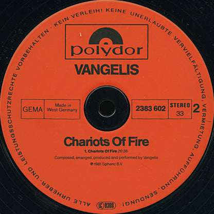 Vangelis : Chariots Of Fire (LP, Album)