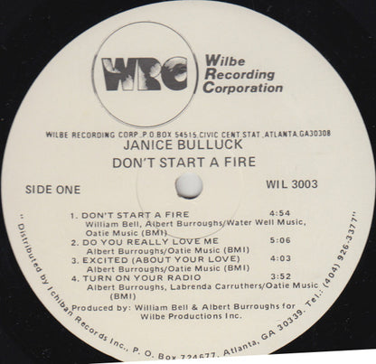 Janice Bullock : Don't Start A Fire (LP, Album)