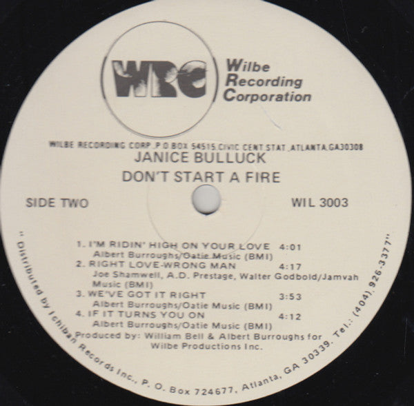 Janice Bullock : Don't Start A Fire (LP, Album)