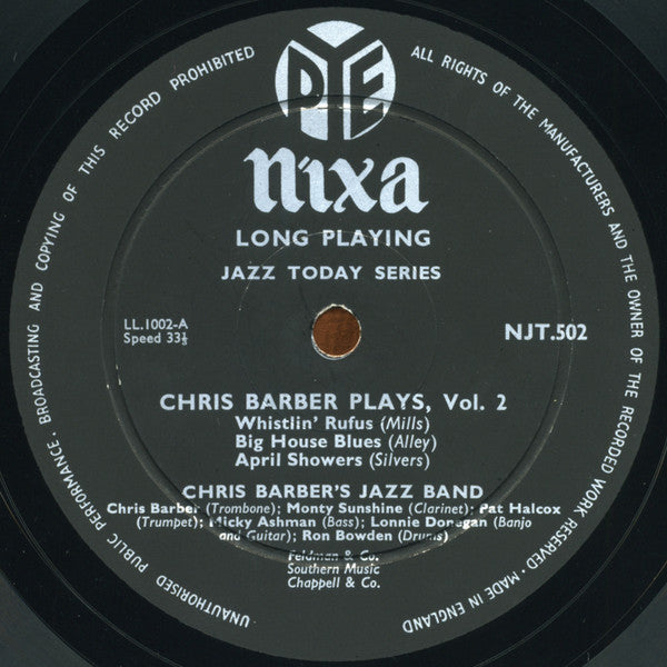 Chris Barber's Jazz Band : Chris Barber Plays Vol. 2 (10", RP)