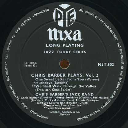 Chris Barber's Jazz Band : Chris Barber Plays Vol. 2 (10", RP)