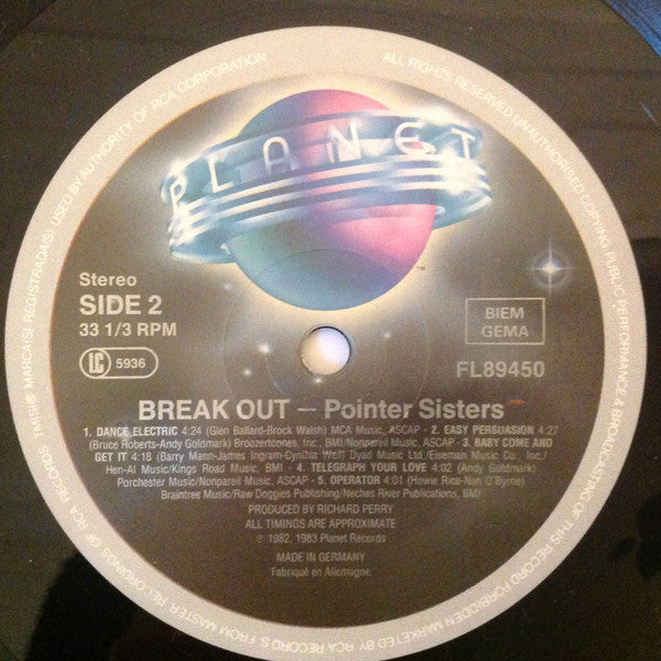 Pointer Sisters : Break Out (LP, Album, RE)