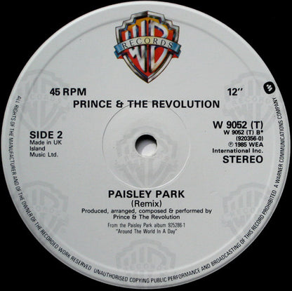 Prince And The Revolution : Paisley Park (12", Single, PRS)