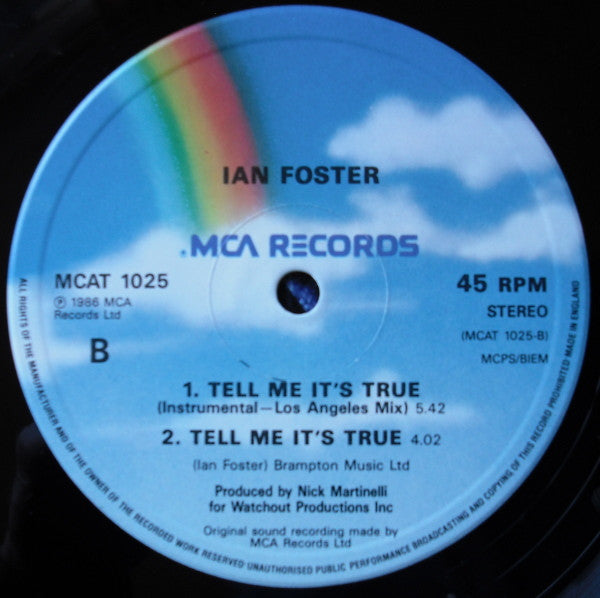 Ian Foster : Tell Me It's True (12")