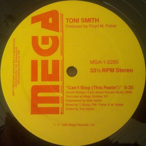 Toni Smith : Can't Stop (This Feelin') (12")