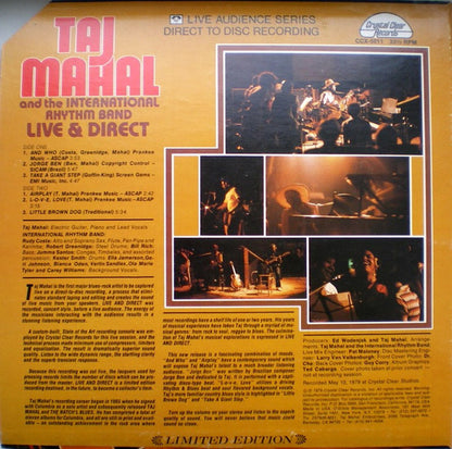 Taj Mahal And The International Rhythm Band : Live & Direct (LP, Album, Ltd)