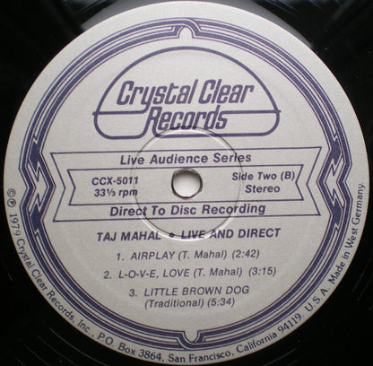 Taj Mahal And The International Rhythm Band : Live & Direct (LP, Album, Ltd)