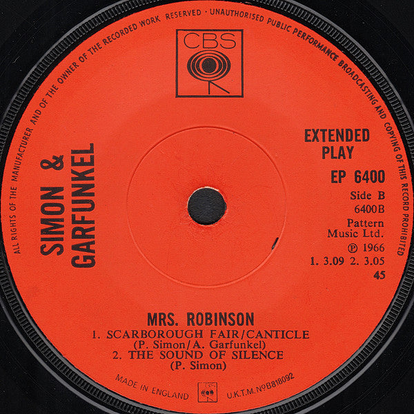 Simon & Garfunkel : Mrs. Robinson (7", EP)