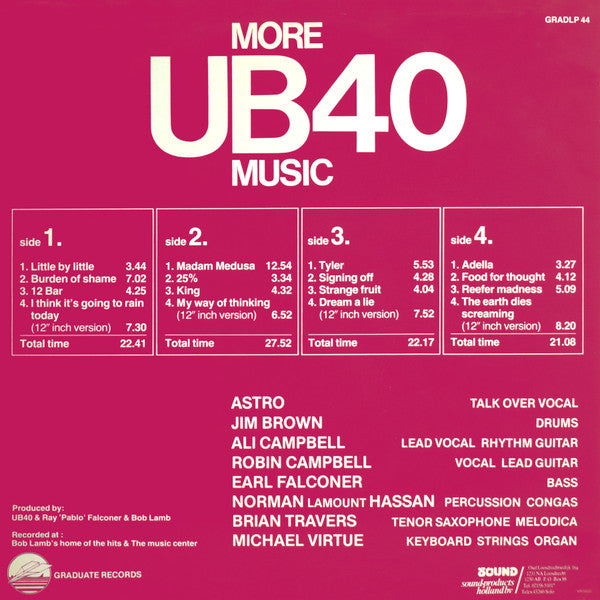 UB40 : More UB40 Music (2xLP, Comp)