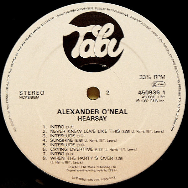 Alexander O'Neal : Hearsay (LP, Album)