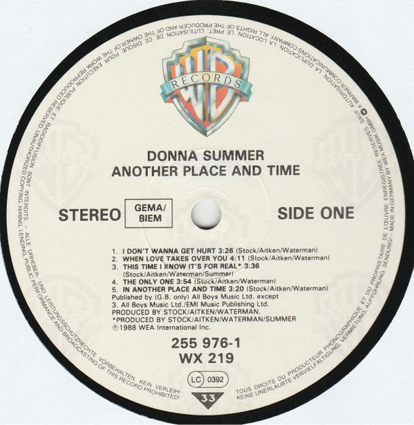 Donna Summer : Another Place And Time (LP, Album)