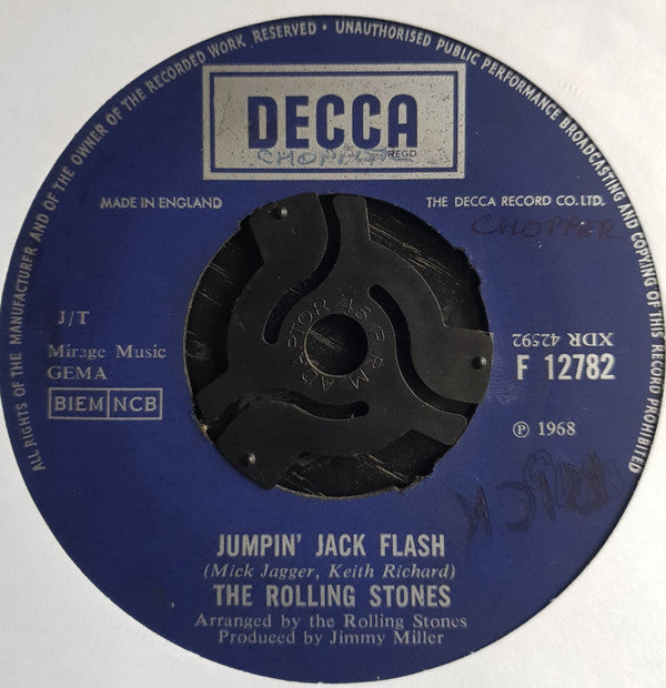 The Rolling Stones : Jumpin' Jack Flash  (7", Single)