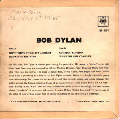 Bob Dylan : Dylan (7", EP, Pus)