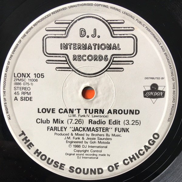 Farley "Jackmaster" Funk & Jesse Saunders : Love Can't Turn Around (12")