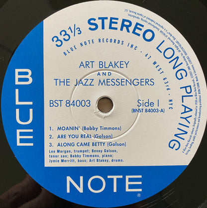 Art Blakey & The Jazz Messengers : Moanin' (LP, Album, RE, 180)