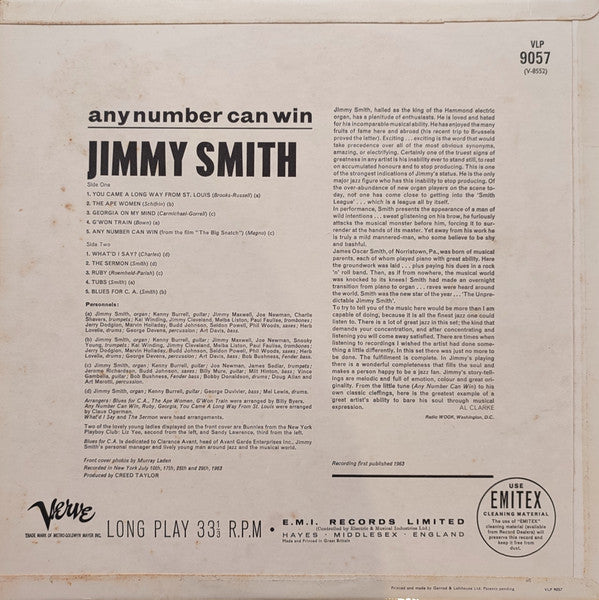 Jimmy Smith : Any Number Can Win (LP, Album, Mono)