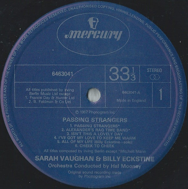 Billy Eckstine & Sarah Vaughan : Passing Strangers (LP, Album, RE)