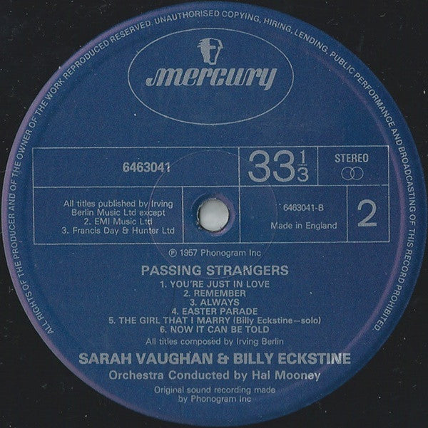 Billy Eckstine & Sarah Vaughan : Passing Strangers (LP, Album, RE)