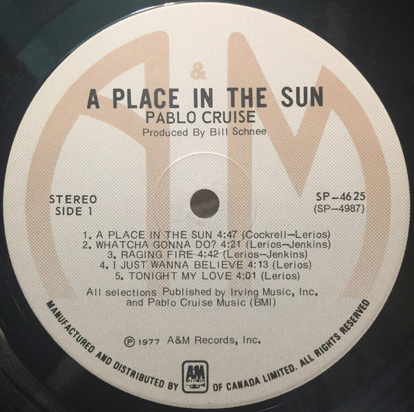 Pablo Cruise : A Place In The Sun (LP, Album)