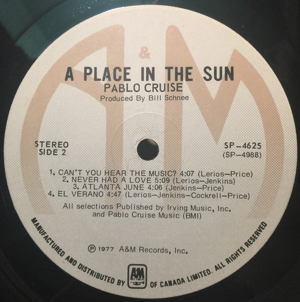 Pablo Cruise : A Place In The Sun (LP, Album)