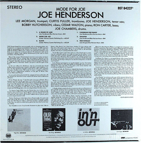 Joe Henderson : Mode For Joe (LP, Album, RE, Dir)