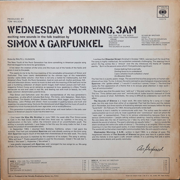 Simon & Garfunkel : Wednesday Morning, 3 A.M. (LP, Album, RE)