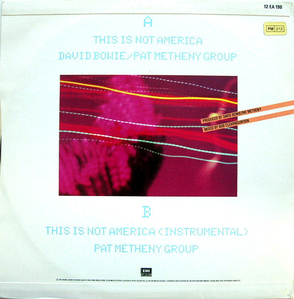 David Bowie / Pat Metheny Group : This Is Not America (Theme From The Original Motion Picture, The Falcon And The Snowman) (12", Single)