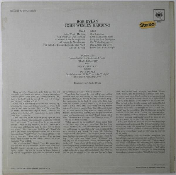 Bob Dylan : John Wesley Harding (LP, Album)