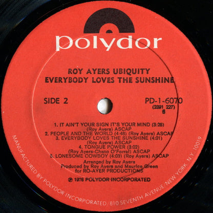 Roy Ayers Ubiquity : Everybody Loves The Sunshine (LP, Album, All)