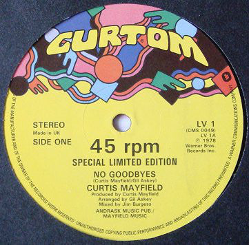 Curtis Mayfield : No Goodbyes / Party, Party (12", Single, Ltd, S/Edition)