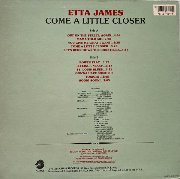 Etta James : Come A Little Closer (LP, Album, RE)