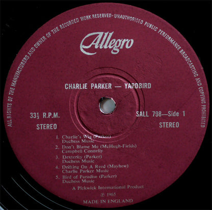 Charlie Parker : Yardbird (LP, Comp)