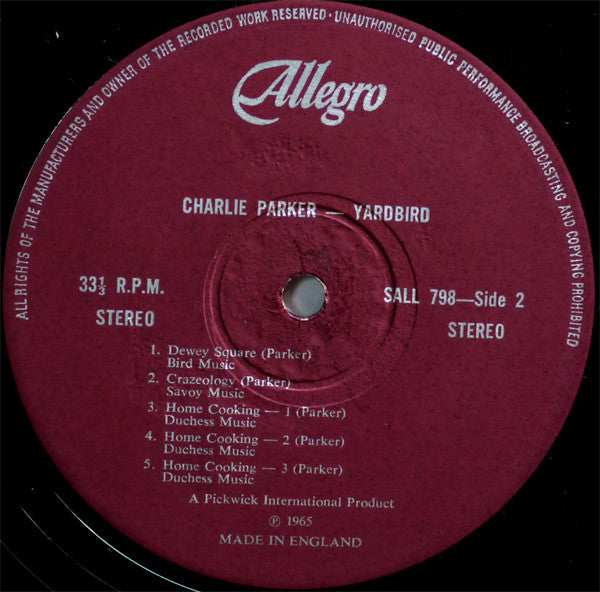 Charlie Parker : Yardbird (LP, Comp)