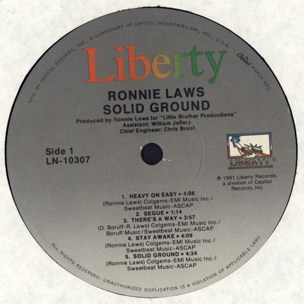 Ronnie Laws : Solid Ground (LP, Album, RE)