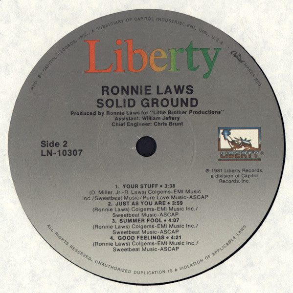 Ronnie Laws : Solid Ground (LP, Album, RE)