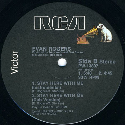 Evan Rogers : Stay Here With Me (12")