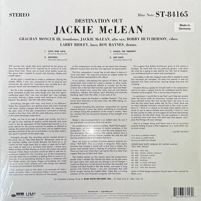 Jackie McLean : Destination... Out! (LP, Album, RE, 180)