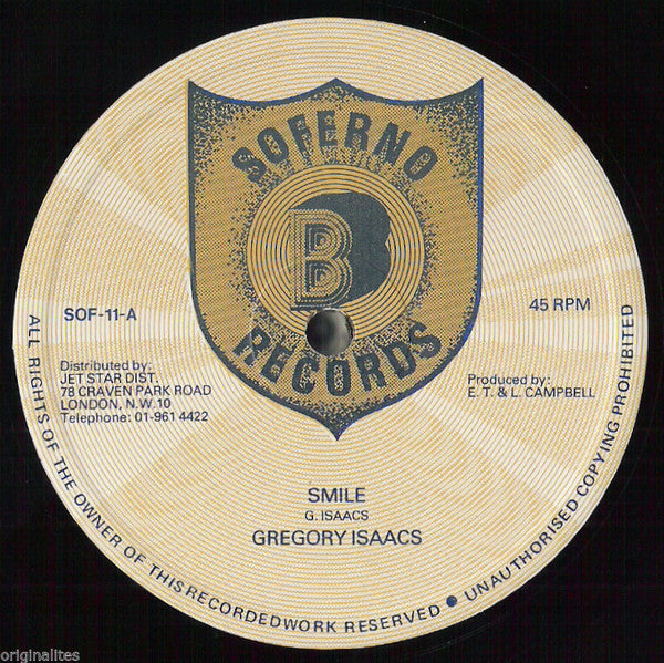 Gregory Isaacs / Radcliffe "Dougie" Bryan : Smile / Sagittarius Sounds (12", Single)