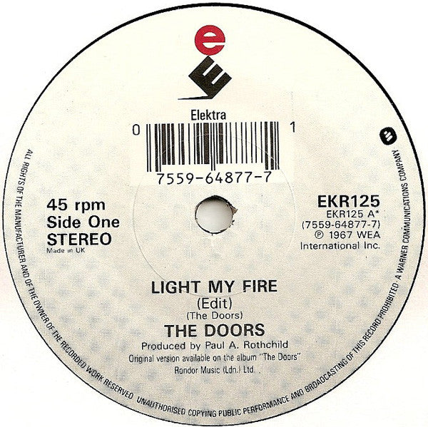 The Doors : Light My Fire (7", Single, RE)