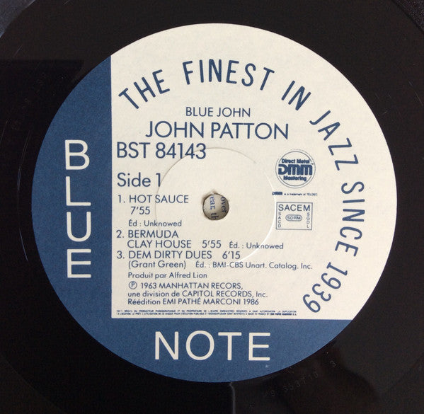 John Patton : Blue John (LP, Album, DMM)